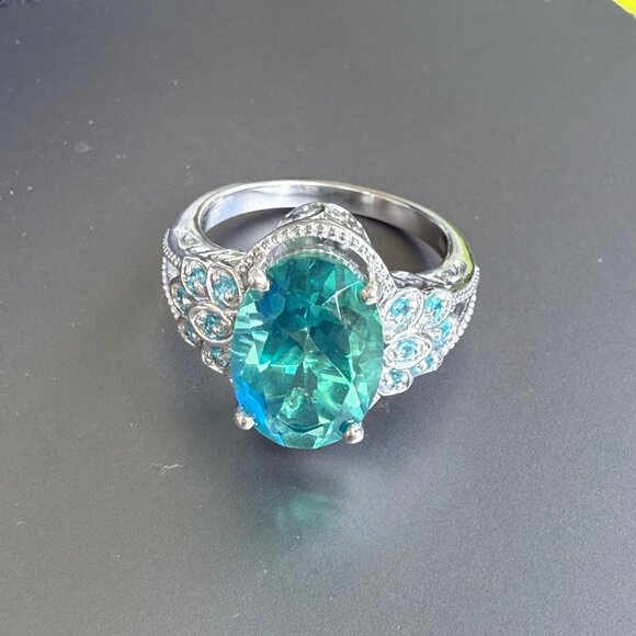 Sterling Silver 925 Oval Cut Spinel Ring With Intricate Accents Size 10 - Picture 3 of 6